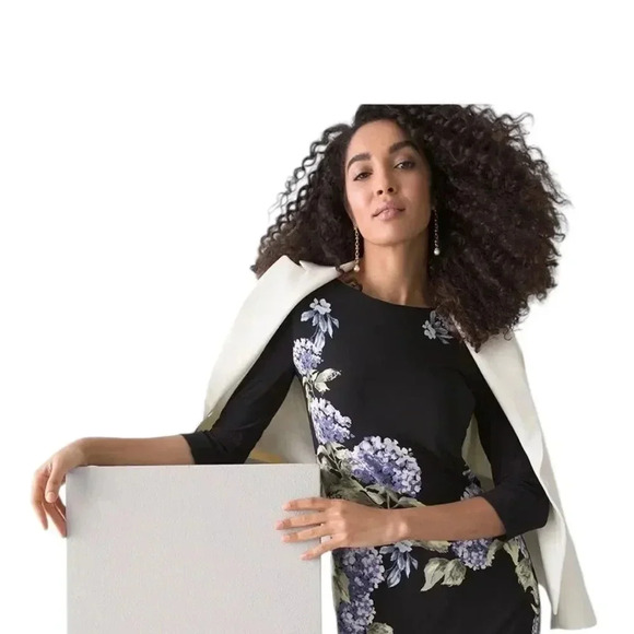 White House Black Market reversible dress with hydrangea flower print size S - Picture 9 of 14